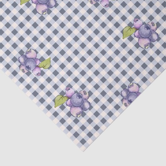 Blueberry Grey Blue Gingham Tissuepapier (Detail)
