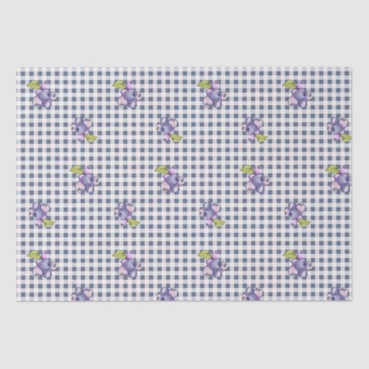Blueberry Grey Blue Gingham Tissuepapier (Voorkant)