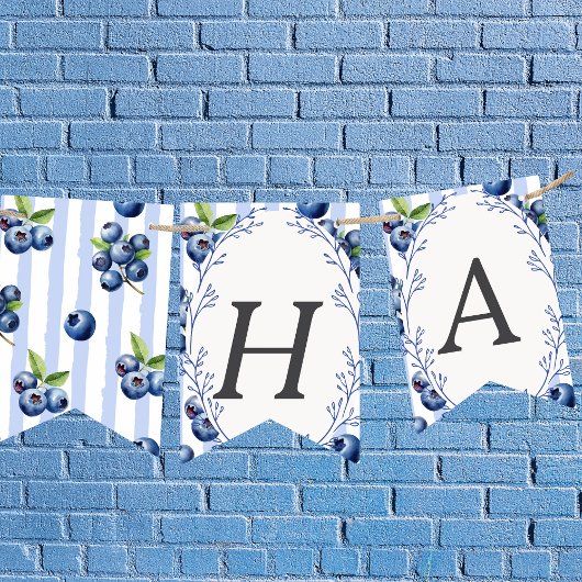 Blueberry Happy Birthday bunting banner
