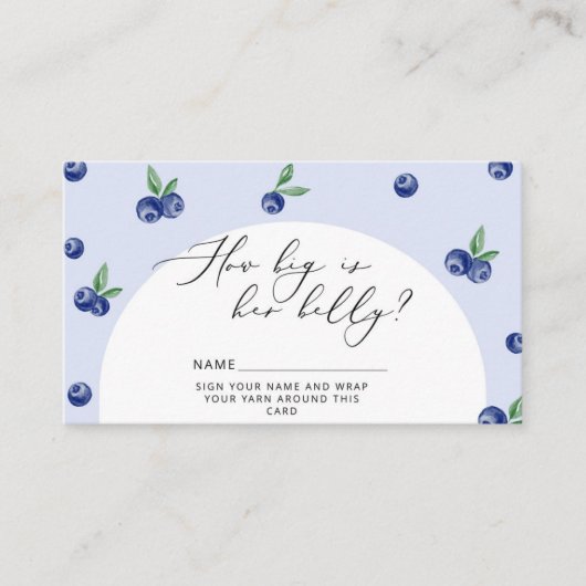 Blueberry hoe groot is mama's buik informatiekaartje (Voorkant)