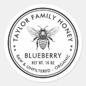 Blueberry honing label met honingbij (Voorkant)