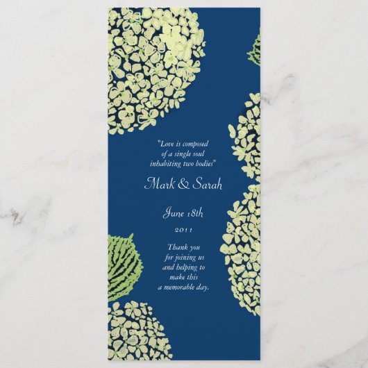 Blueberry Hydrangea Wedding Programme Programmakaart (Voorkant)