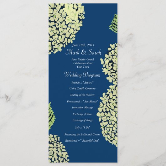 Blueberry Hydrangea Wedding Programme Programmakaart (Achterkant)