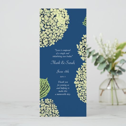 Blueberry Hydrangea Wedding Programme Programmakaart (Staand voorkant)