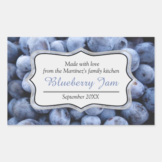 Blueberry jam behouden blauw label sticker (Voorkant)