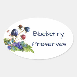 Blueberry Jam behoudt conservenlabel Ovale Sticker