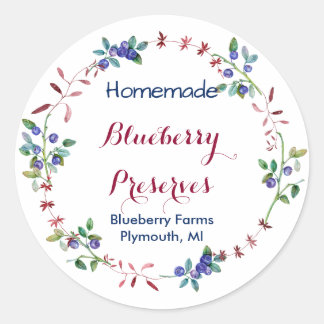 Blueberry Jam behoudt conservenlabel Ronde Sticker