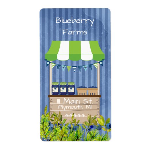 Blueberry Jam Canning Label (Voorkant)