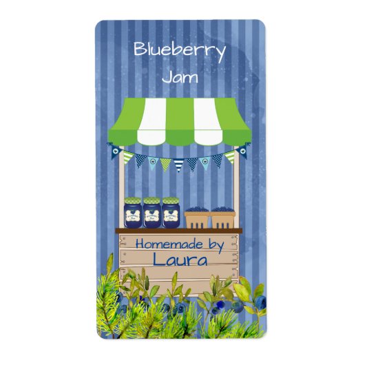 Blueberry Jam Canning Label (Voorkant)