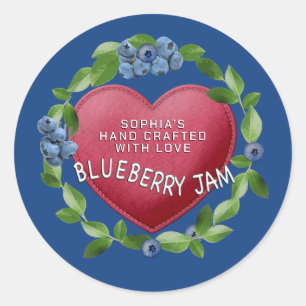 BLUEBERRY JAM HANDGEMAAKT MET LIEFDESHART RONDE STICKER