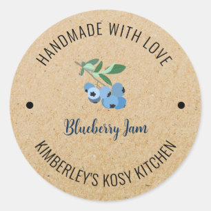 Blueberry Jam Handmade with Love Kraft Ronde Sticker