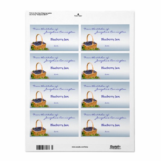 Blueberry Jam Inblikken Labels (Full Sheet)