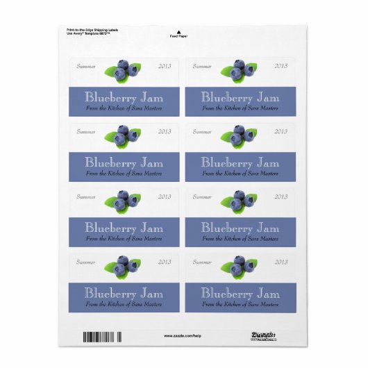 Blueberry Jam Inblikken Labels (Full Sheet)