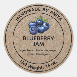Blueberry Jam Jelly Jar Label Kraft-papierstijl