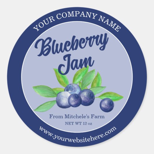 Blueberry Jam Label Aangepaste Sticker (Voorkant)