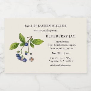 Blueberry Jam Label met Ingrediëntenlijst Voedselcontainer Etiket