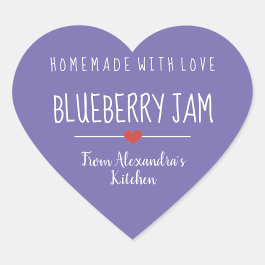 Blueberry jam paarse homemade met liefde hart sticker (Voorkant)
