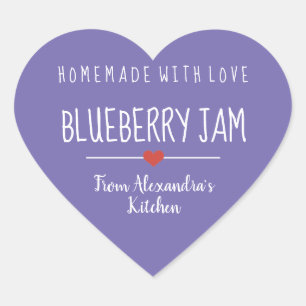 Blueberry jam paarse homemade met liefde hart sticker