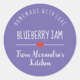 Blueberry jam paarse homemade met liefde ronde sticker