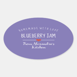 Blueberry jam paarse homemade met liefdesovaal ovale sticker