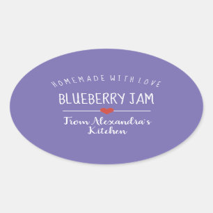 Blueberry jam paarse homemade met liefdesovaal ovale sticker