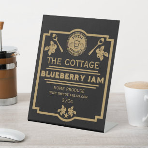 Blueberry Jam Seller Reclamebord Met Voetstuk