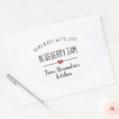 Blueberry jam simpele witte homemade met liefde ovale sticker (Envelop)