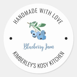 Blueberry Jam Waterverf Handmade with Love Ronde Sticker