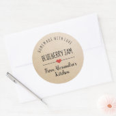 Blueberry jam zelfgemaakt met liefde kraft ronde sticker (Envelop)