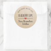 Blueberry jam zelfgemaakt met liefde kraft ronde sticker (Tas)