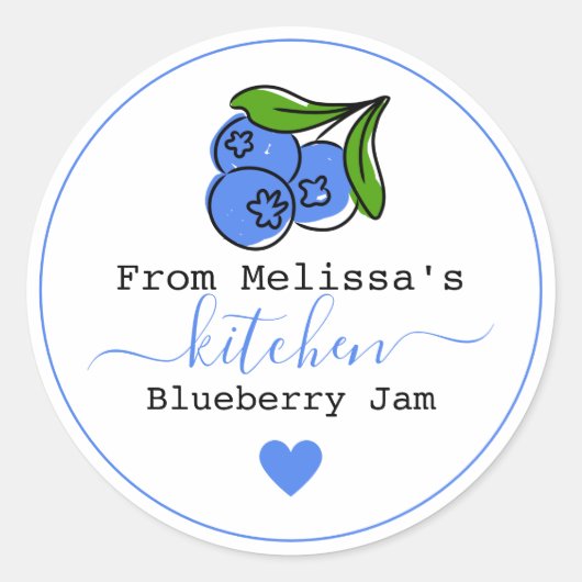 Blueberry Jam Zelfgemaakt uit de keuken van Clas Ronde Sticker (Voorkant)