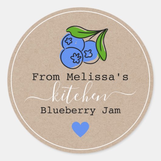Blueberry Jam zelfgemaakt uit de keuken van Kraft Ronde Sticker (Voorkant)