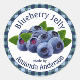 Blueberry Jelly Plaid 1.5" Circle voedsellabel Ronde Sticker
