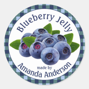 Blueberry Jelly Plaid 1.5" Circle voedsellabel Ronde Sticker