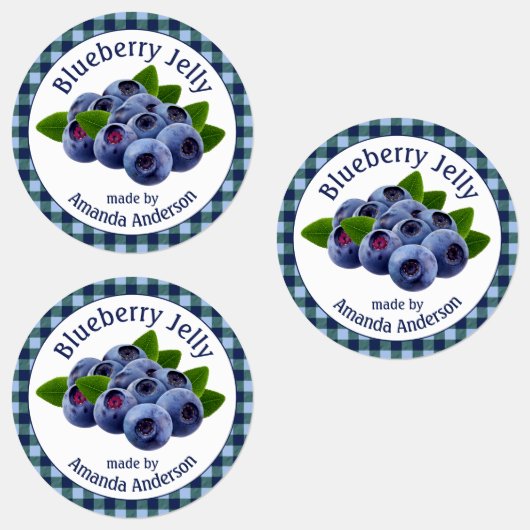 Blueberry Jelly Plaid Circle Voedseletiket Labels (Groep)
