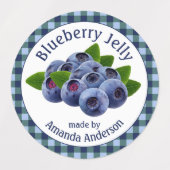 Blueberry Jelly Plaid Circle Voedseletiket Labels (Design 1)