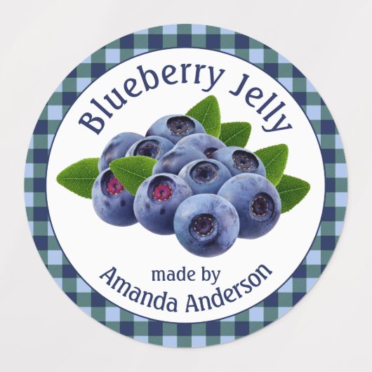 Blueberry Jelly Plaid Circle Voedseletiket Labels (Design 1)