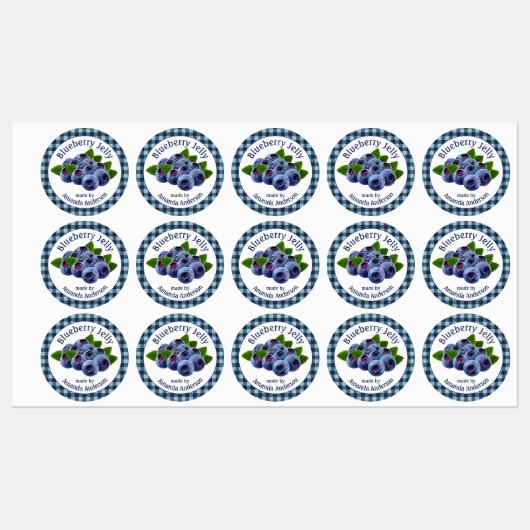 Blueberry Jelly Plaid Circle Voedseletiket Labels (Vel)