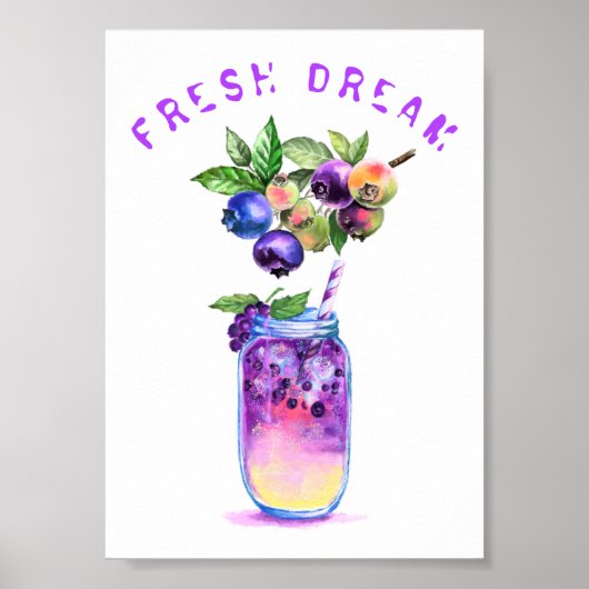Blueberry Juice Cool Drink Fruits Party Poster (Voorkant)