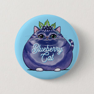 Blueberry kat, halve kat blauwe bessen Vetkatten Ronde Button 5,7 Cm