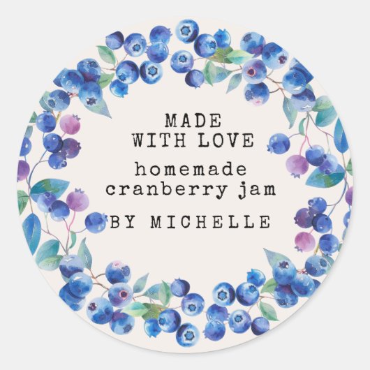 Blueberry Krans Waterverf Jam Label Inblikken (Voorkant)