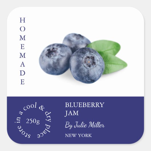 Blueberry-label voor kleine bedrijven vierkante sticker (Voorkant)