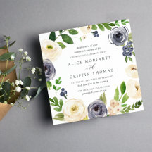 Blueberry Lane Square Wedding Invitation