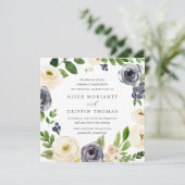 Blueberry Lane Square Wedding Invitation Kaart (Staand voorkant)