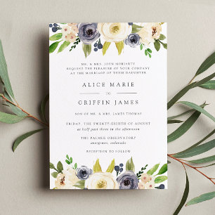 Blueberry Lane Wedding Invitation Kaart