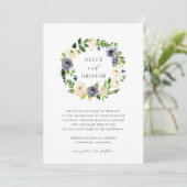 Blueberry Lane Wreath Wedding Invitation Kaart (Staand voorkant)