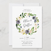 Blueberry Lane Wreath Wedding Invitation Kaart (Voorkant)