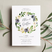 Blueberry Lane Wreath Wedding Invitation Kaart