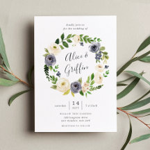 Blueberry Lane Wreath Wedding Invitation