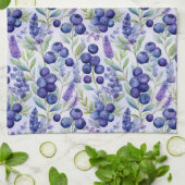 Blueberry Lavender Garden – Waterverf Bloemen Theedoek (Gevouwen)